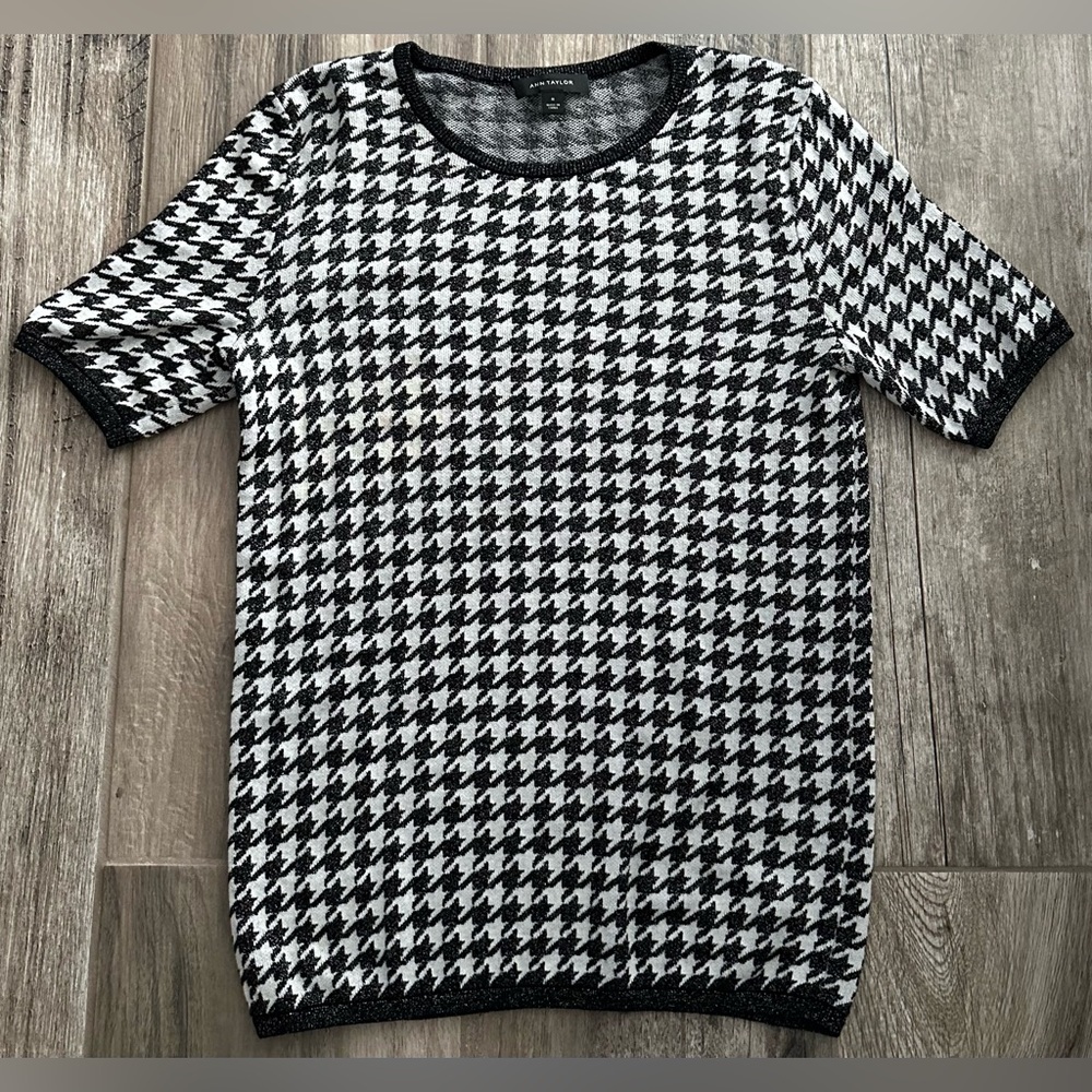 Ann Taylor Shimmer Houndstooth Sweater
